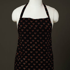 Black - Ajrakh Block Print Cotton Apron with Pocket 84