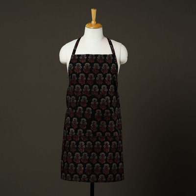Black - Ajrakh Block Print Cotton Apron with Pocket 85
