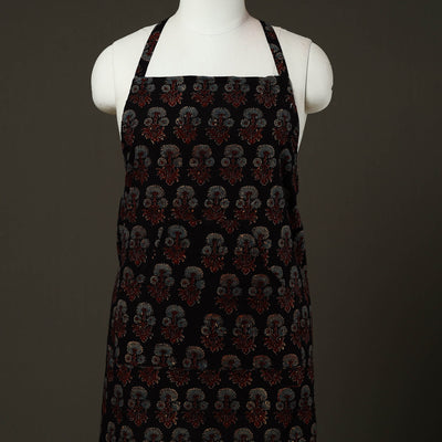 Black - Ajrakh Block Print Cotton Apron with Pocket 85