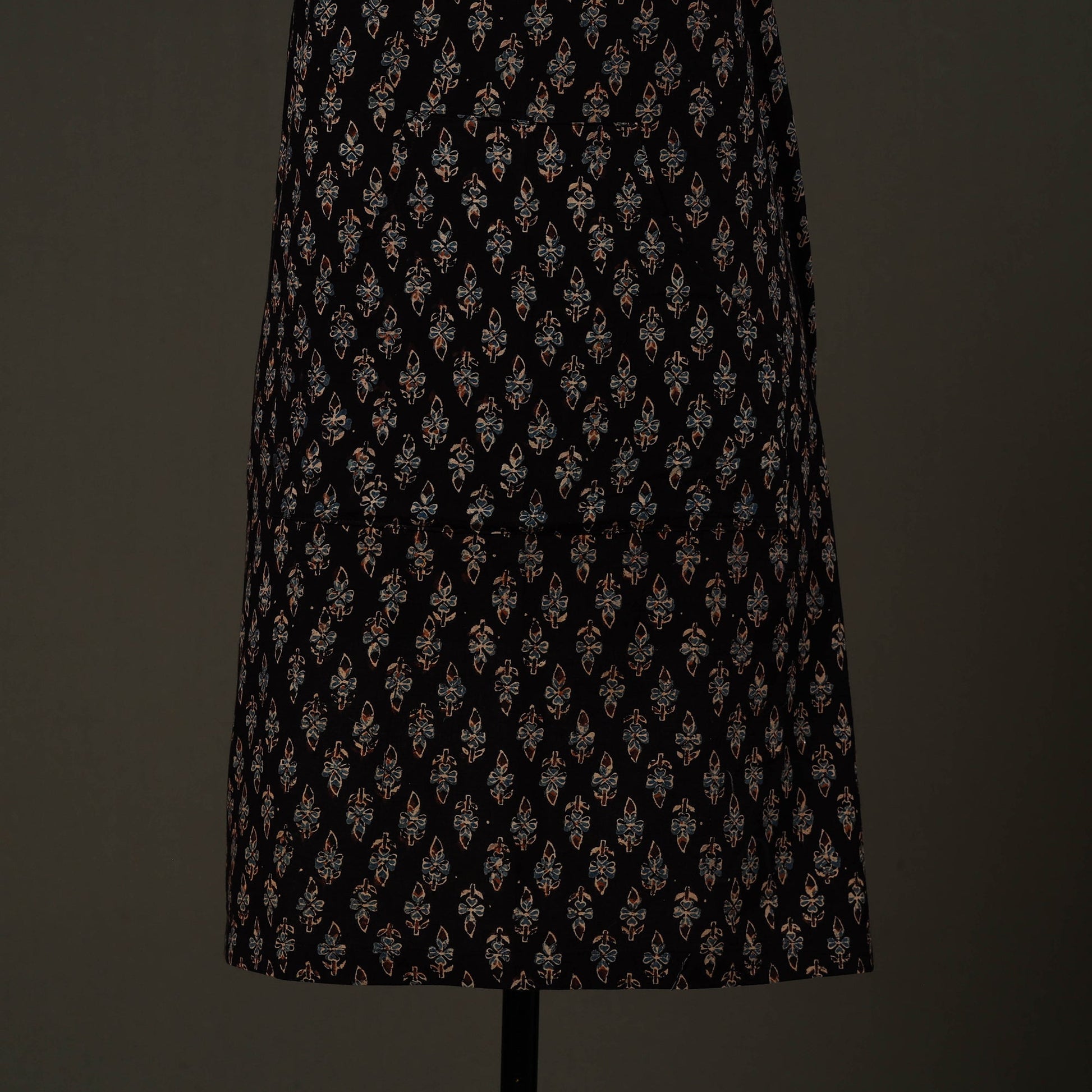 Black - Ajrakh Block Print Cotton Apron with Pocket 86