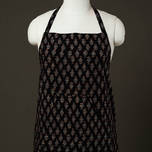 Black - Ajrakh Block Print Cotton Apron with Pocket 86