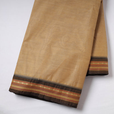 Brown - Kanchipuram Cotton Fabric with Zari Border