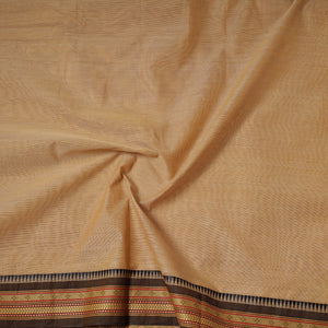 Brown - Kanchipuram Cotton Fabric with Zari Border