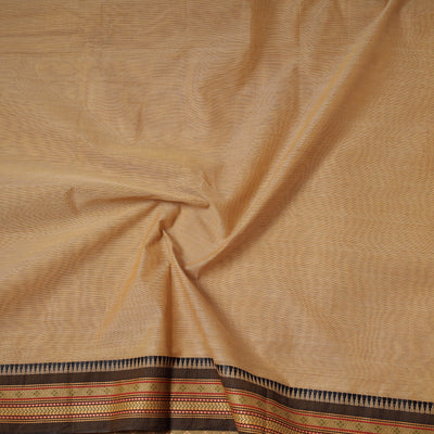 Brown - Kanchipuram Cotton Fabric with Zari Border