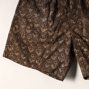Brown - Sanganeri Block Printed Cotton Unisex Boxer/Shorts