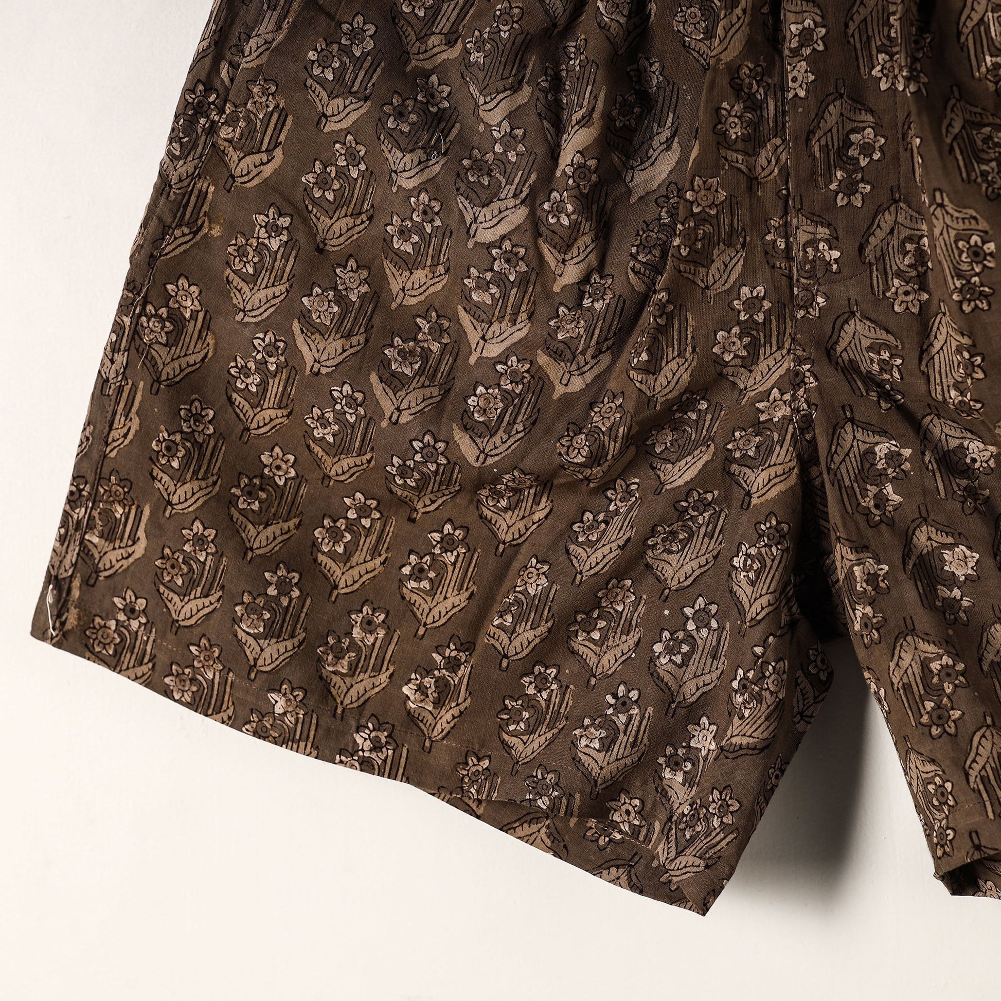 Brown - Sanganeri Block Printed Cotton Unisex Boxer/Shorts