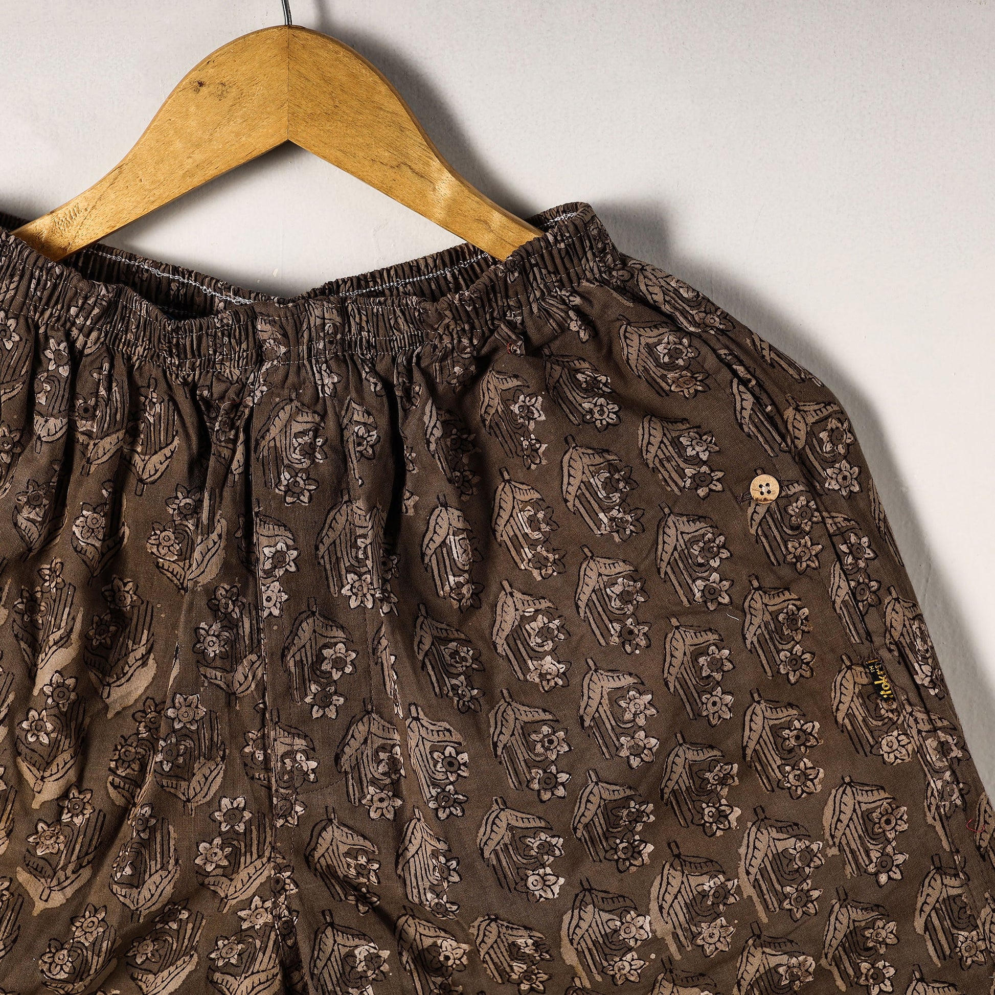 Brown - Sanganeri Block Printed Cotton Unisex Boxer/Shorts