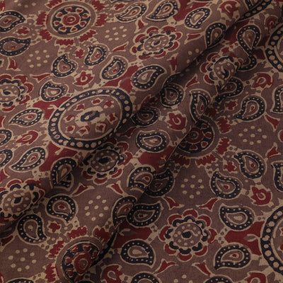 Brown - Geometrical Designs Block Print Cotton Ajrakh Fabric