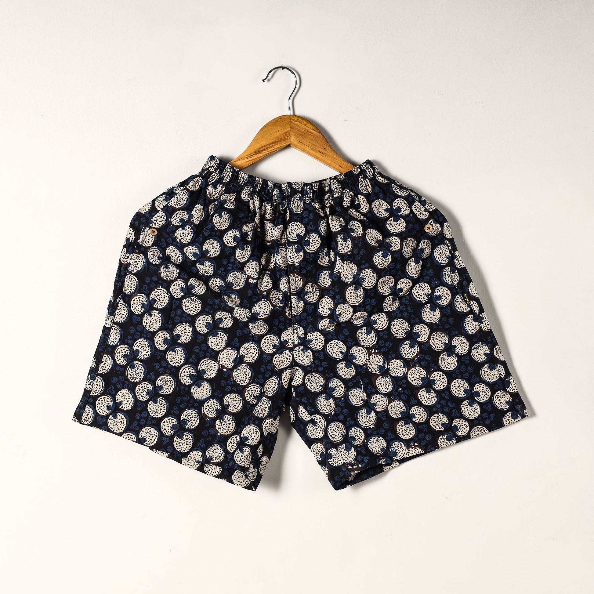 Black - Sanganeri Block Printed Cotton Unisex Boxer/Shorts
