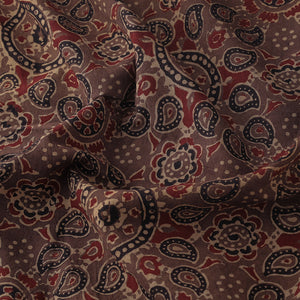 Brown - Geometrical Designs Block Print Cotton Ajrakh Fabric