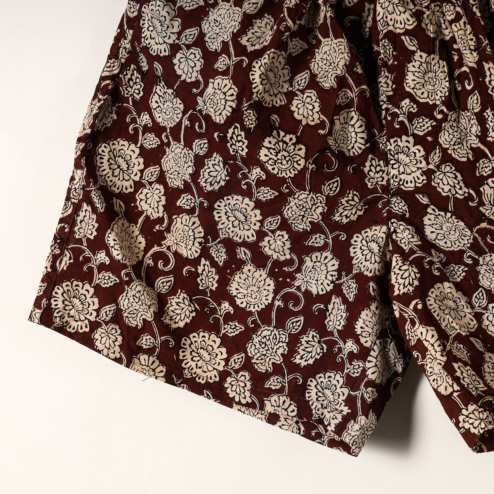 Brown - Sanganeri Block Printed Cotton Unisex Boxer/Shorts