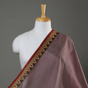 Brown - Kanchipuram Cotton Fabric with Zari Border