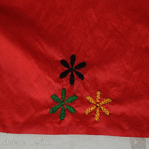 Red - Bengal Nakshi Kantha Embroidery Silk Saree 63