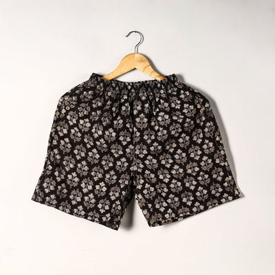 Black - Sanganeri Block Printed Cotton Unisex Boxer/Shorts
