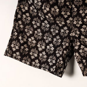 Black - Sanganeri Block Printed Cotton Unisex Boxer/Shorts