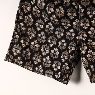 Black - Sanganeri Block Printed Cotton Unisex Boxer/Shorts