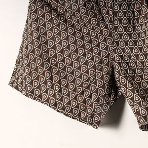 Brown - Sanganeri Block Printed Cotton Unisex Boxer/Shorts