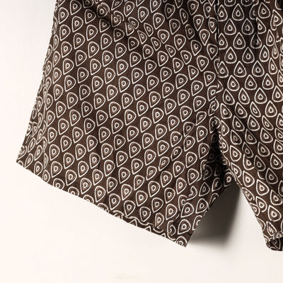 Brown - Sanganeri Block Printed Cotton Unisex Boxer/Shorts