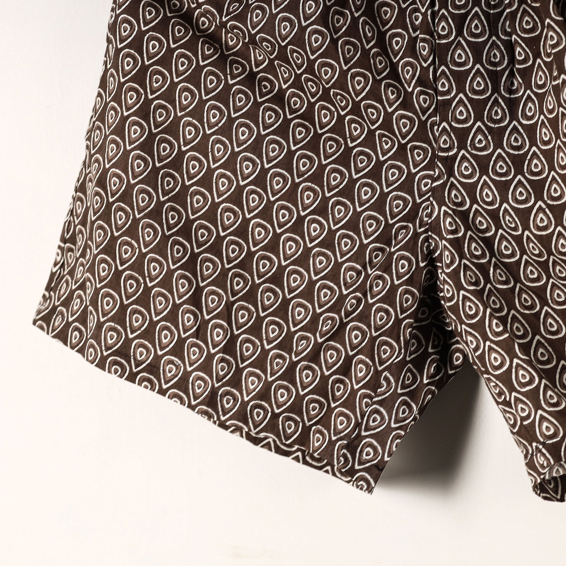 Brown - Sanganeri Block Printed Cotton Unisex Boxer/Shorts