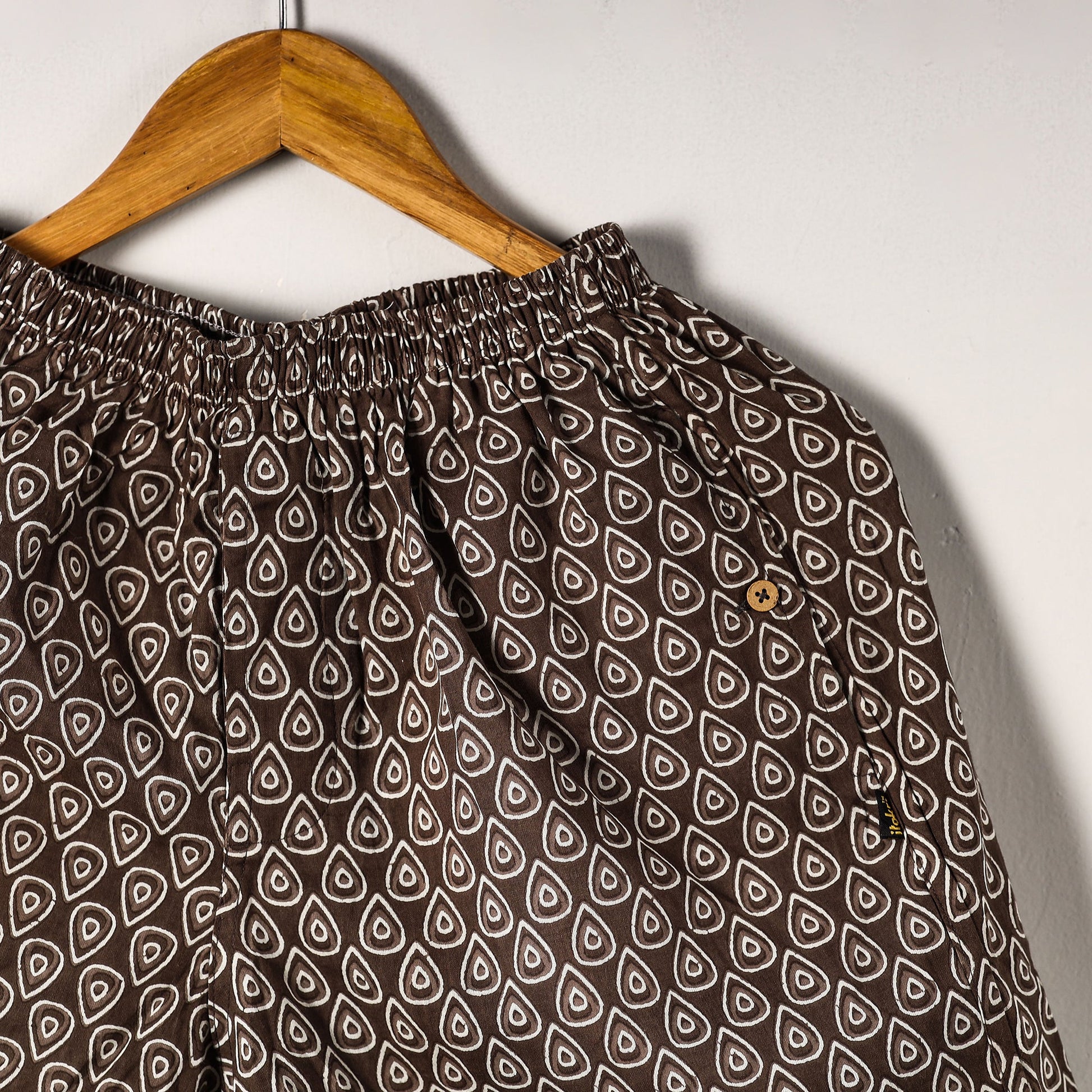 Brown - Sanganeri Block Printed Cotton Unisex Boxer/Shorts