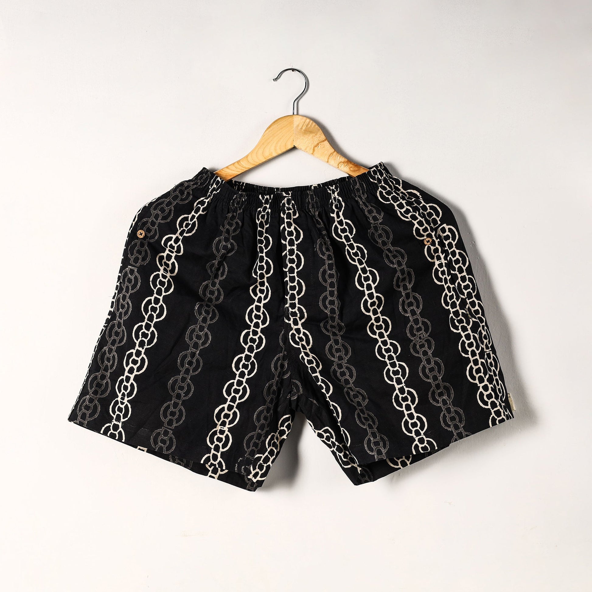 Black - Sanganeri Block Printed Cotton Unisex Boxer/Shorts