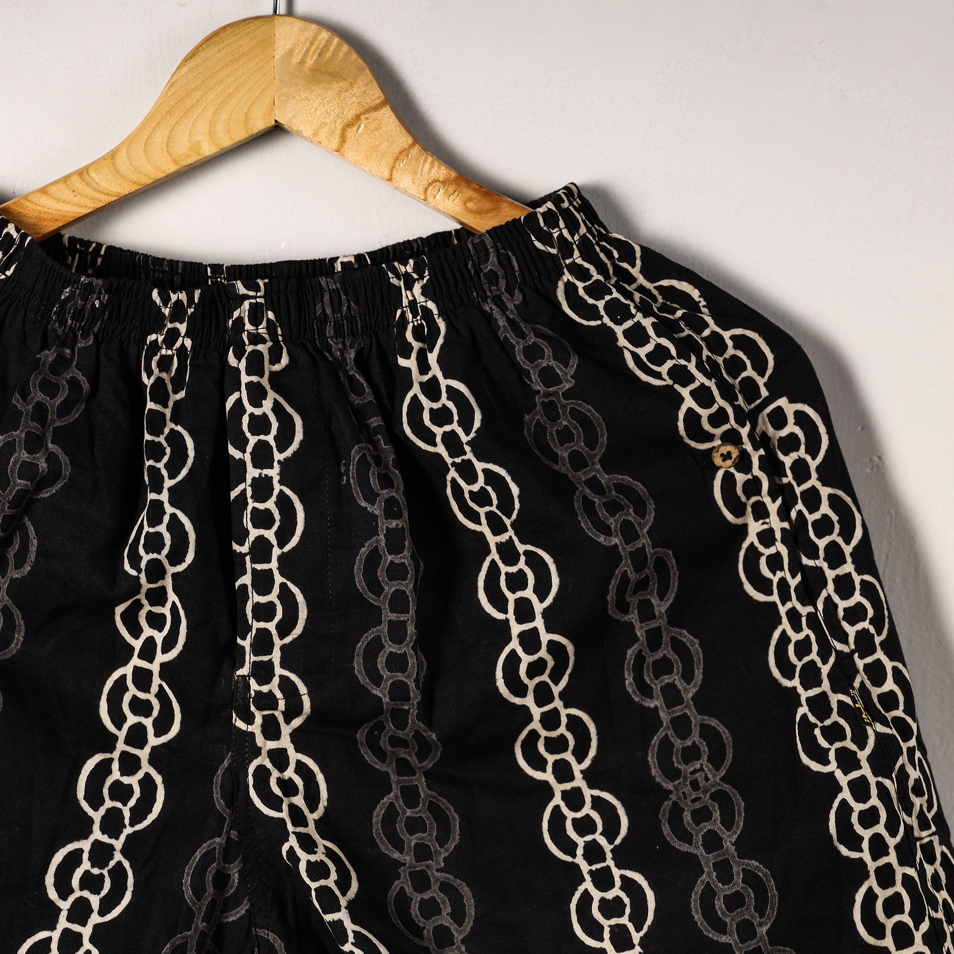 Black - Sanganeri Block Printed Cotton Unisex Boxer/Shorts