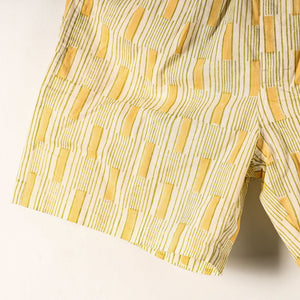 Beige - Sanganeri Block Printed Cotton Unisex Boxer/Shorts