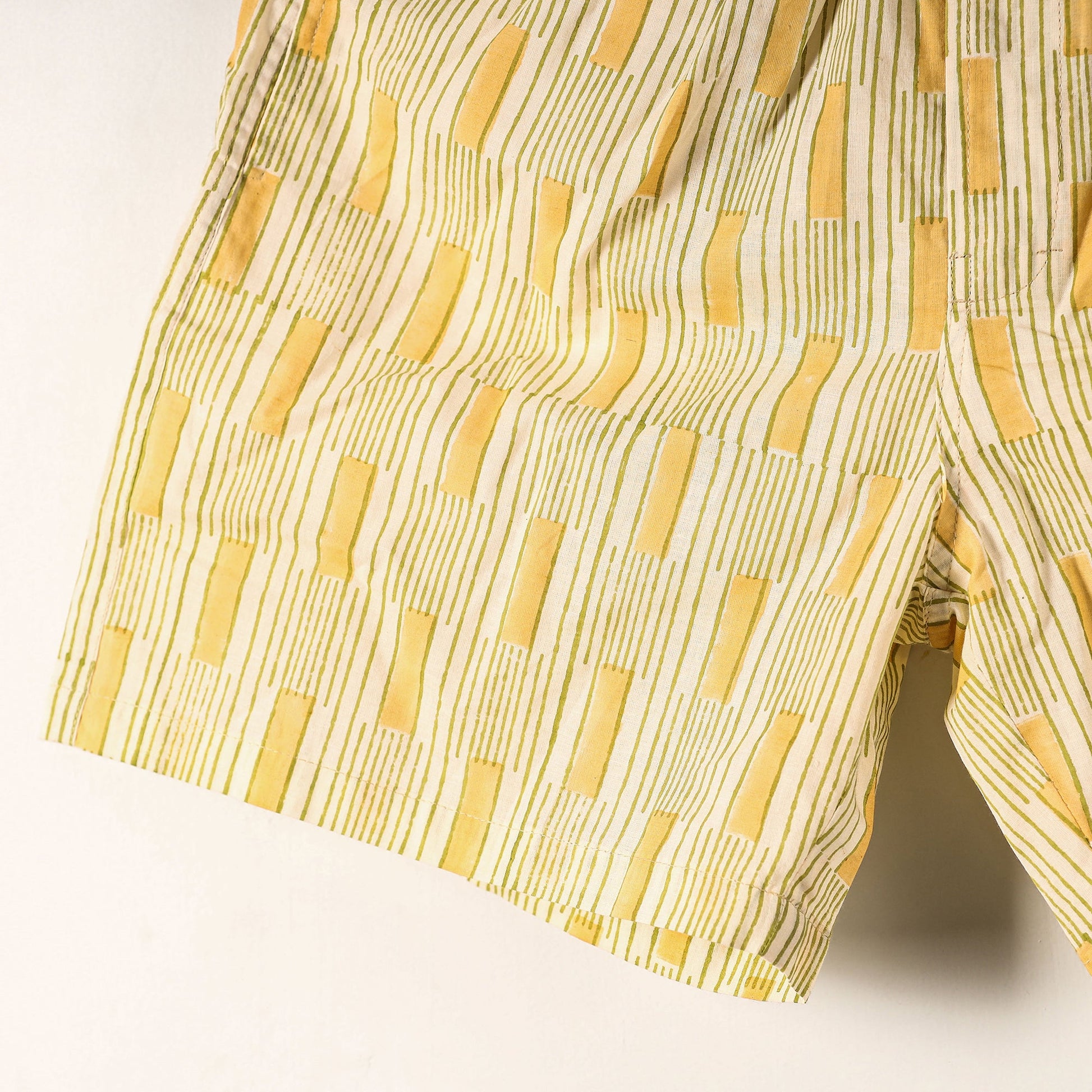 Beige - Sanganeri Block Printed Cotton Unisex Boxer/Shorts