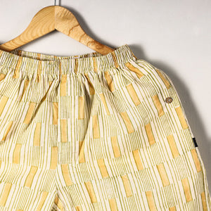 Beige - Sanganeri Block Printed Cotton Unisex Boxer/Shorts
