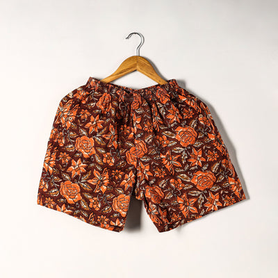Brown - Sanganeri Block Printed Cotton Unisex Boxer/Shorts