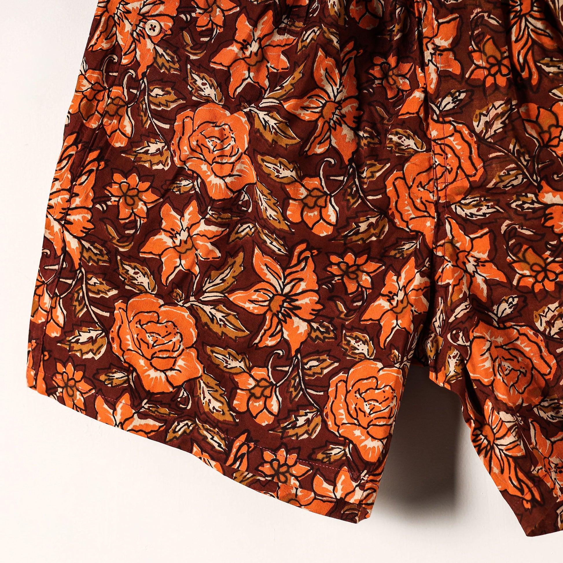 Brown - Sanganeri Block Printed Cotton Unisex Boxer/Shorts
