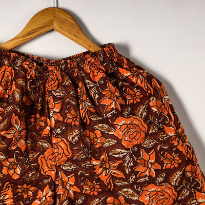 Brown - Sanganeri Block Printed Cotton Unisex Boxer/Shorts
