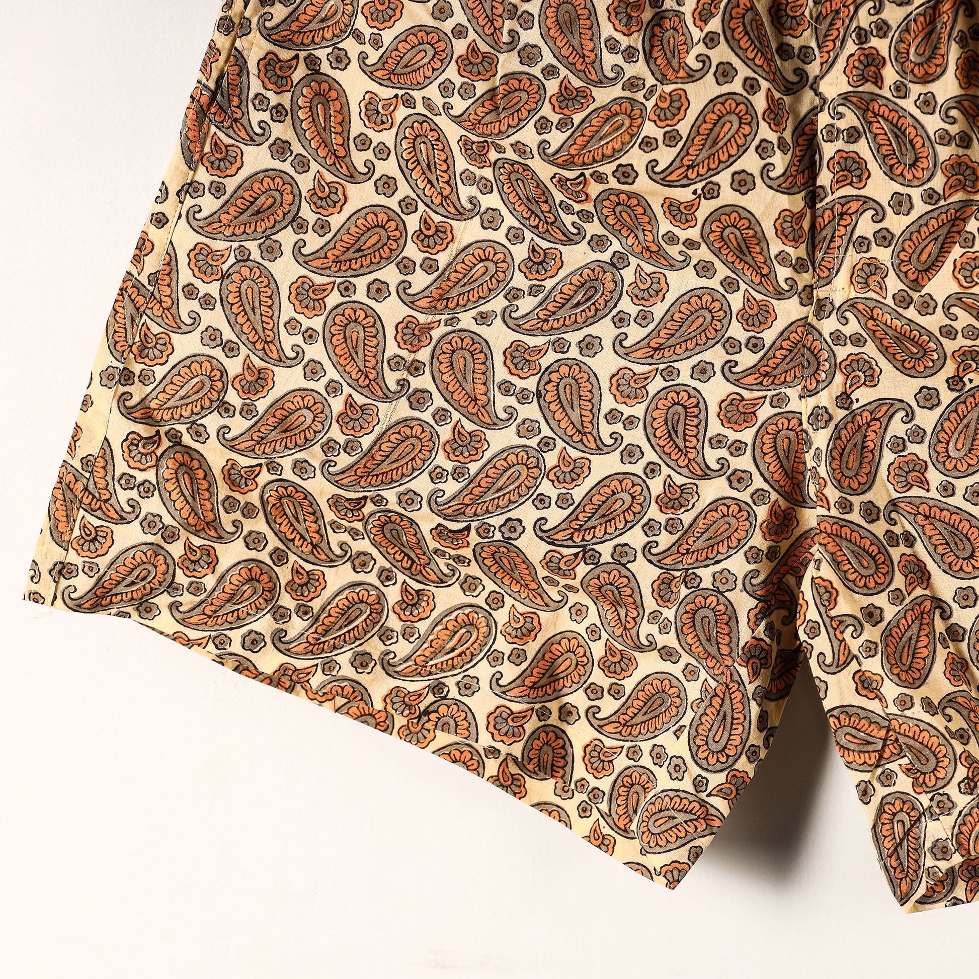 Brown - Sanganeri Block Printed Cotton Unisex Boxer/Shorts