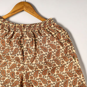 Brown - Sanganeri Block Printed Cotton Unisex Boxer/Shorts