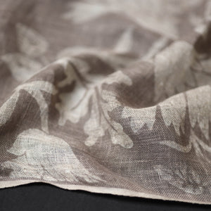 Brown - Handloom Block Print  Natural Dyed Linen Bindaas Stole 04