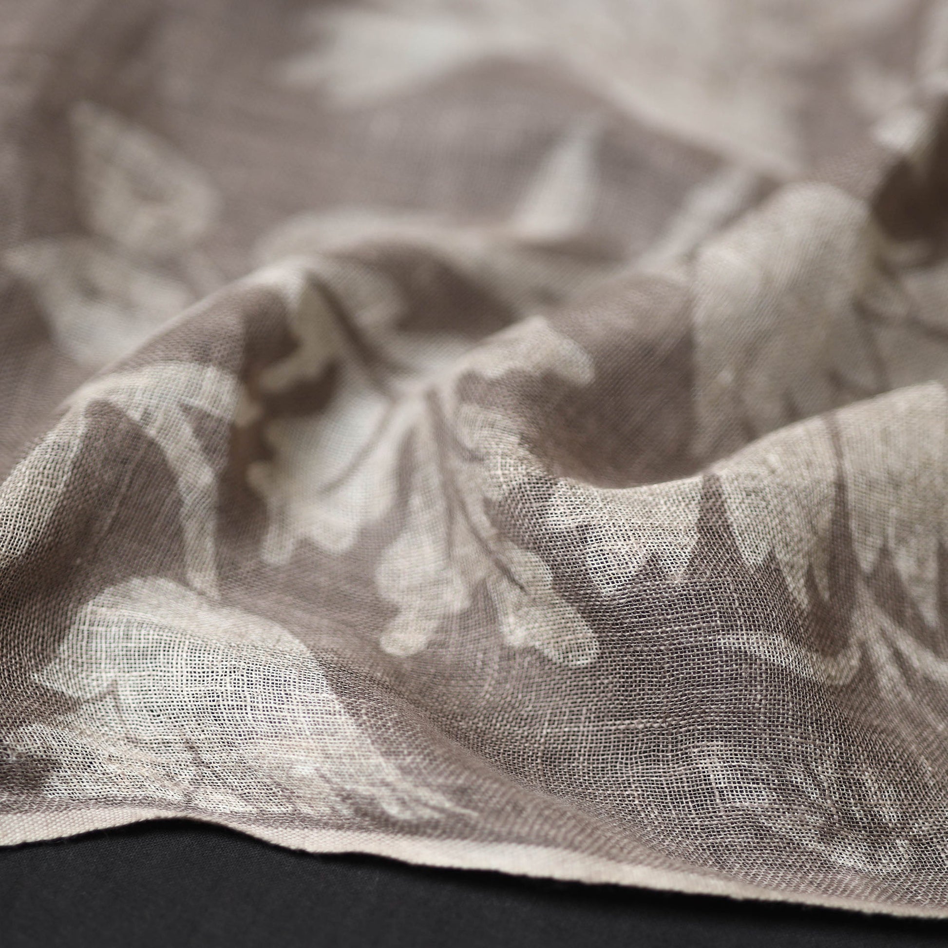 Brown - Handloom Block Print  Natural Dyed Linen Bindaas Stole 04