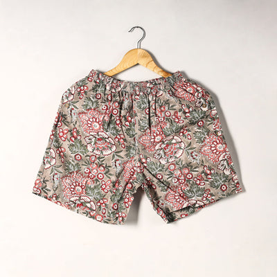 Brown - Sanganeri Block Printed Cotton Unisex Boxer/Shorts