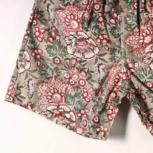 Brown - Sanganeri Block Printed Cotton Unisex Boxer/Shorts