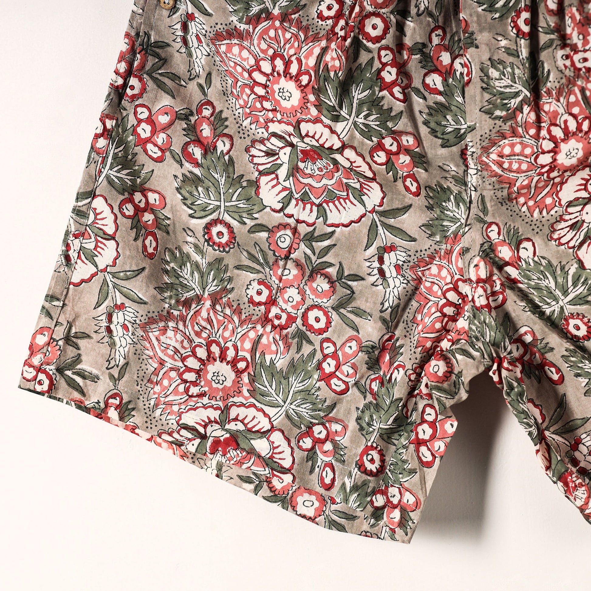 Brown - Sanganeri Block Printed Cotton Unisex Boxer/Shorts