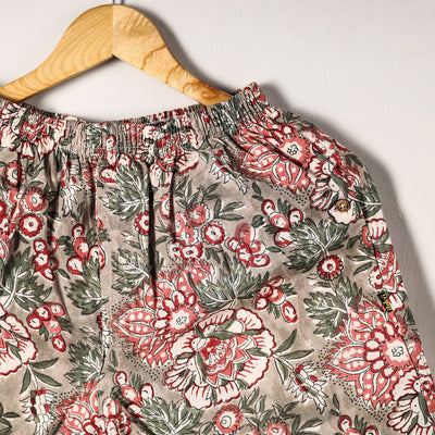 Brown - Sanganeri Block Printed Cotton Unisex Boxer/Shorts