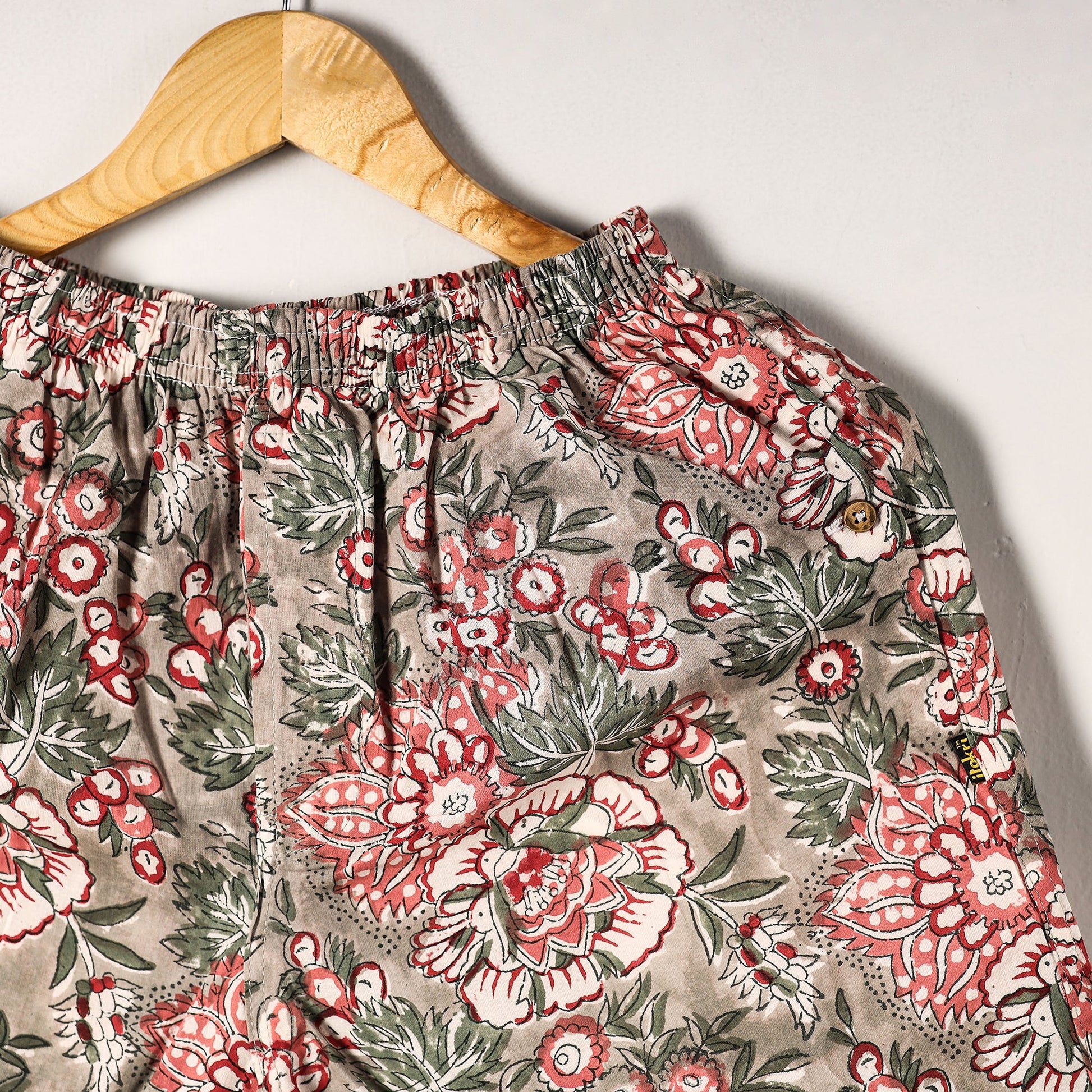 Brown - Sanganeri Block Printed Cotton Unisex Boxer/Shorts