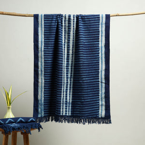Blue - Block Print Cotton Akola Handloom Towel 37