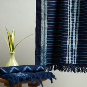 Blue - Block Print Cotton Akola Handloom Towel 37