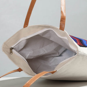 Beige - Raven Bird Canvas Cotton Handpainted Shoulder Bag