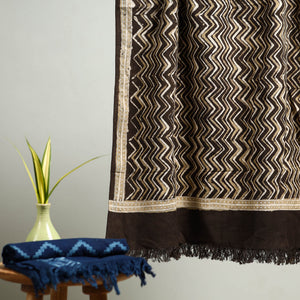 Brown - Pipad Block Printed Cotton Handloom Towel 24