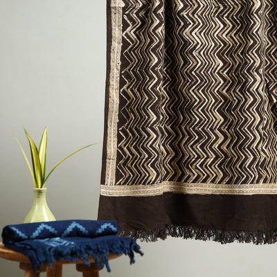 Brown - Pipad Block Printed Cotton Handloom Towel 24