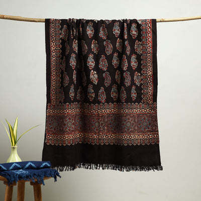 Black - Block Print Cotton Ajrakh Handloom Towel 22