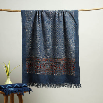 Blue - Block Print Cotton Ajrakh Handloom Towel 20