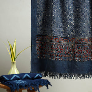 Blue - Block Print Cotton Ajrakh Handloom Towel 20