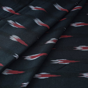 Black With Red Butta Pochampally Ikat Weave Cotton Fabric 02